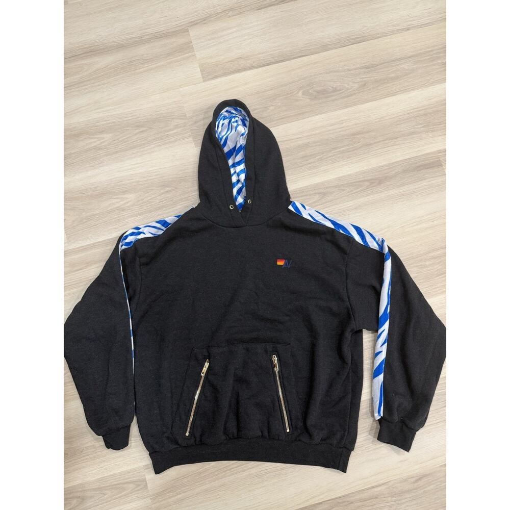 Aviator Nation Hoodie Medium Blue Zebra Ninja Hoodie Size Medium